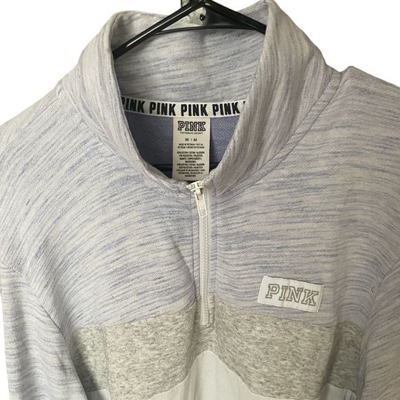 PINK VICTORIAS SECRET women’s purple zip pullover sweatshirt size medium - Picture 3 of 7